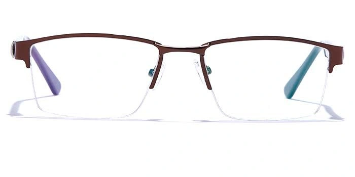 GRAVIATE by Coolwinks E15C6774 Glossy Brown Half Frame Rectangle Eyeglasses for Men and Women-