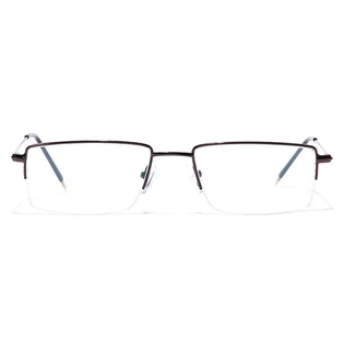 GRAVIATE by Coolwinks E15C7026 Glossy Brown Half Frame Rectangle Eyeglasses for Men and Women