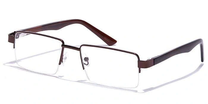 GRAVIATE by Coolwinks E15C7210 Glossy Brown Half Frame Rectangle Eyeglasses for Men and Women-BROWN-1