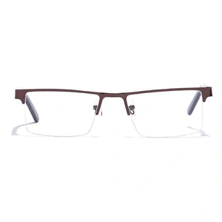 GRAVIATE by Coolwinks E15C7222 Glossy Brown Half Frame Rectangle Eyeglasses for Men and Women