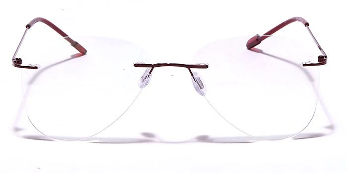 GRAVIATE by Coolwinks E15C5884 Glossy Brown Rimless Pilot Eyeglasses for Men and Women-