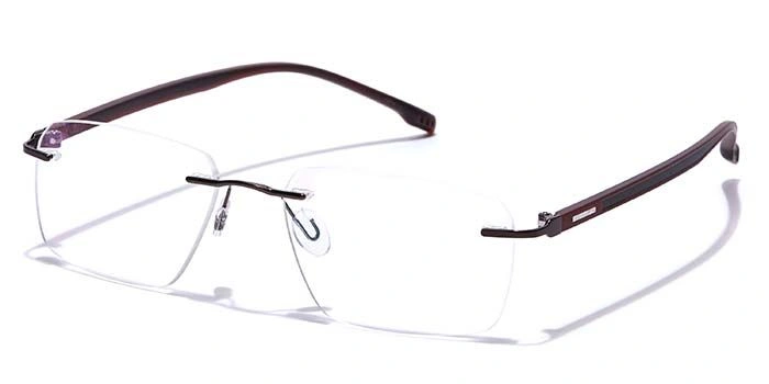 GRAVIATE by Coolwinks E15A7606 Glossy Brown Rimless Rectangle Eyeglasses for Men and Women-BROWN-1