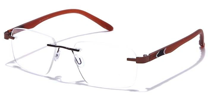 GRAVIATE by Coolwinks E15A7610 Glossy Brown Rimless Rectangle Eyeglasses for Men and Women-BROWN-1