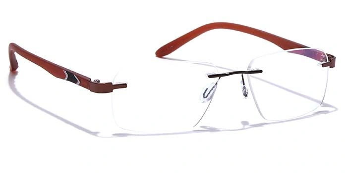 GRAVIATE by Coolwinks E15A7610 Glossy Brown Rimless Rectangle Eyeglasses for Men and Women-BROWN-2