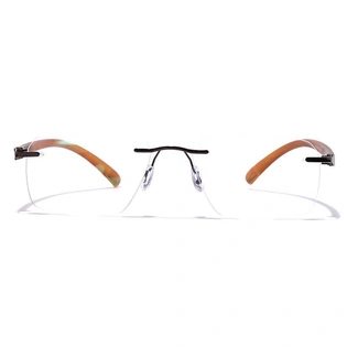 GRAVIATE by Coolwinks E15B7612 Glossy Brown Rimless Rectangle Eyeglasses for Men and Women