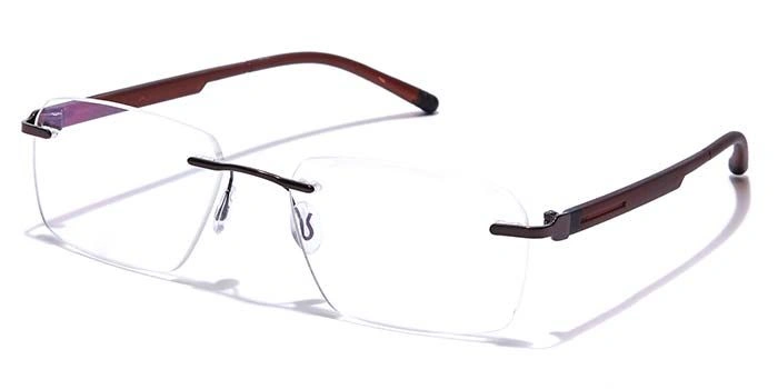 GRAVIATE by Coolwinks E15B7618 Glossy Brown Rimless Rectangle Eyeglasses for Men and Women-BROWN-1