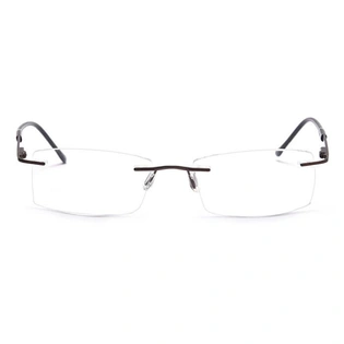 GRAVIATE by Coolwinks E15C4097 Matte Brown Rimless Rectangle Eyeglasses for Men and Women