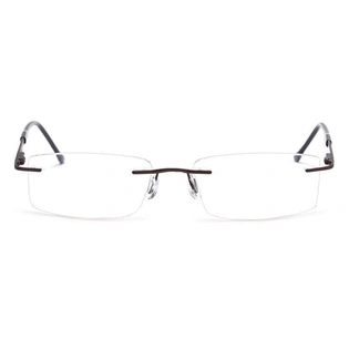 GRAVIATE by Coolwinks E15C4099 Glossy Brown Rimless Rectangle Eyeglasses for Men and Women