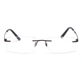 GRAVIATE by Coolwinks E15C4101 Glossy Brown Rimless Rectangle Eyeglasses for Men and Women