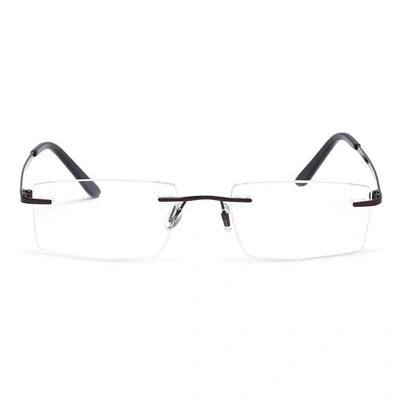 GRAVIATE by Coolwinks E15C4101 Glossy Brown Rimless Rectangle Eyeglasses for Men and Women