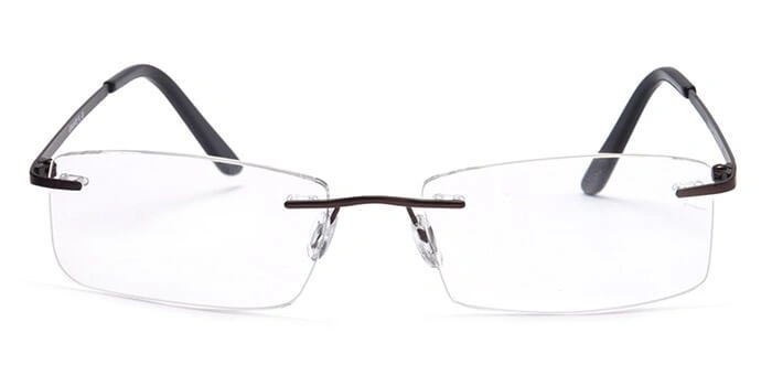 GRAVIATE by Coolwinks E15C4103 Matte Brown Rimless Rectangle Eyeglasses for Men and Women-