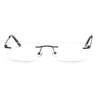 GRAVIATE by Coolwinks E15C4113 Matte Brown Rimless Rectangle Eyeglasses for Men and Women