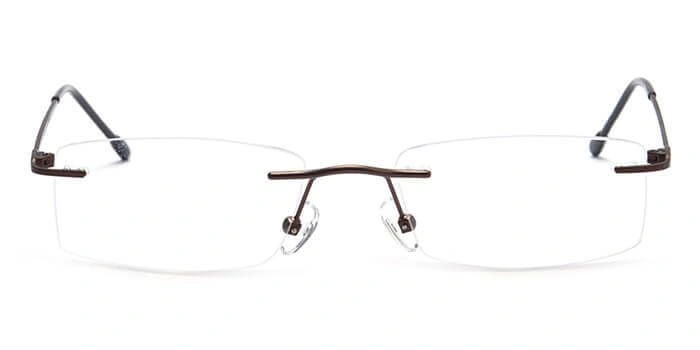 GRAVIATE by Coolwinks E15C4121 Matte Brown Rimless Rectangle Eyeglasses for Men and Women-