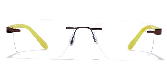 GRAVIATE by Coolwinks E15C7611 Glossy Brown Rimless Rectangle Eyeglasses for Men and Women-