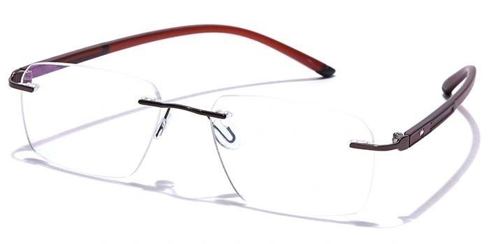 GRAVIATE by Coolwinks E15A7623 Glossy Brown Rimless Retro Square Eyeglasses for Men and Women-BROWN-1