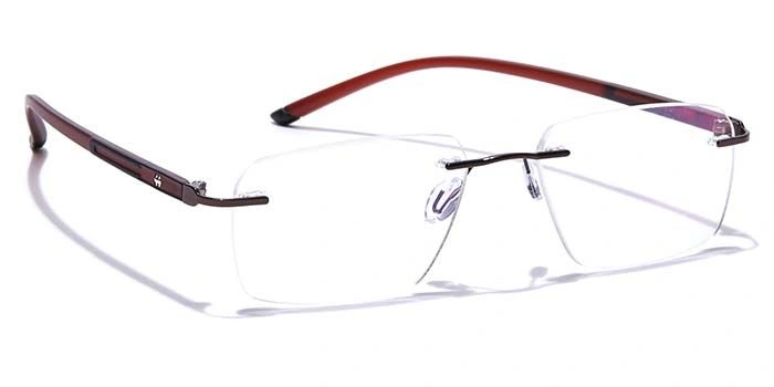 GRAVIATE by Coolwinks E15A7623 Glossy Brown Rimless Retro Square Eyeglasses for Men and Women-BROWN-2