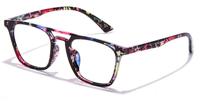 GRAVIATE by Coolwinks E28B6987 Glossy Floral Full Frame Retro Square Eyeglasses for Women-FLORAL-1