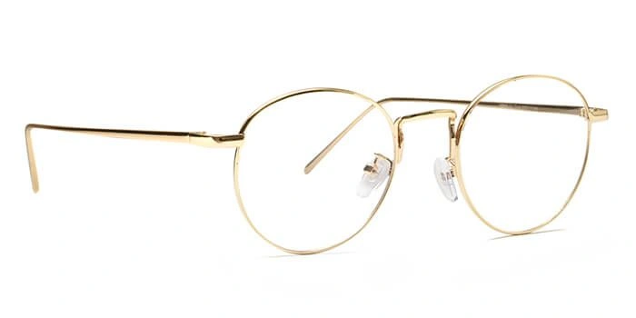 GRAVIATE by Coolwinks E25A6510 Glossy Gold Full Frame Round Eyeglasses for Men and Women-GOLD-2