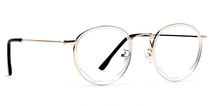 GRAVIATE by Coolwinks E25C6042 Glossy Gold Full Frame Round Computer Glasses for Men and Women-GOLD-2