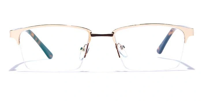 GRAVIATE by Coolwinks E13B6881 Glossy Gold Half Frame Rectangle Eyeglasses for Men and Women-