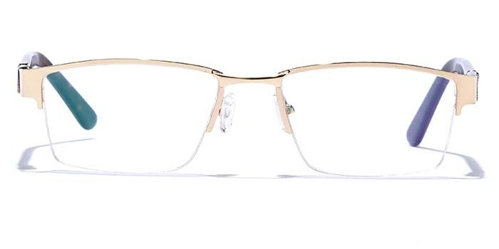 GRAVIATE by Coolwinks E25A6778 Glossy Gold Half Frame Rectangle Eyeglasses for Men and Women-