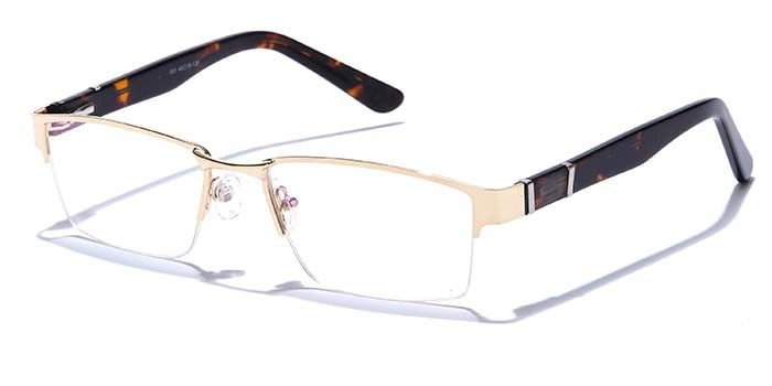 GRAVIATE by Coolwinks E25A6778 Glossy Gold Half Frame Rectangle Eyeglasses for Men and Women-GOLD-1