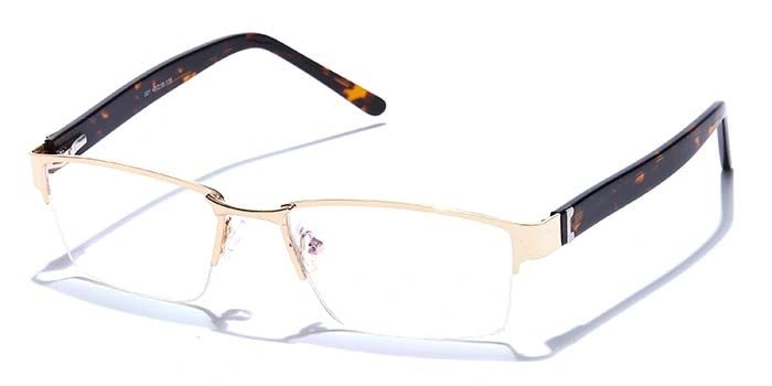 GRAVIATE by Coolwinks E25A6779 Glossy Gold Half Frame Rectangle Eyeglasses for Men and Women-GOLD-1