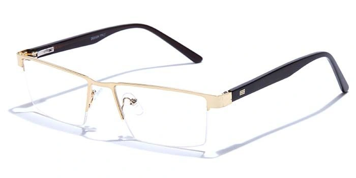 GRAVIATE by Coolwinks E25A6867 Glossy Gold Half Frame Rectangle Eyeglasses for Men and Women-GOLD-1