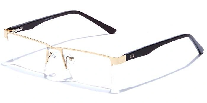 GRAVIATE by Coolwinks E25A6887 Glossy Gold Half Frame Rectangle Eyeglasses for Men and Women-GOLD-1