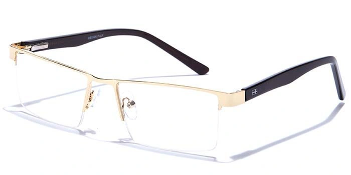 GRAVIATE by Coolwinks E25A6899 Glossy Gold Half Frame Rectangle Eyeglasses for Men and Women-GOLD-1