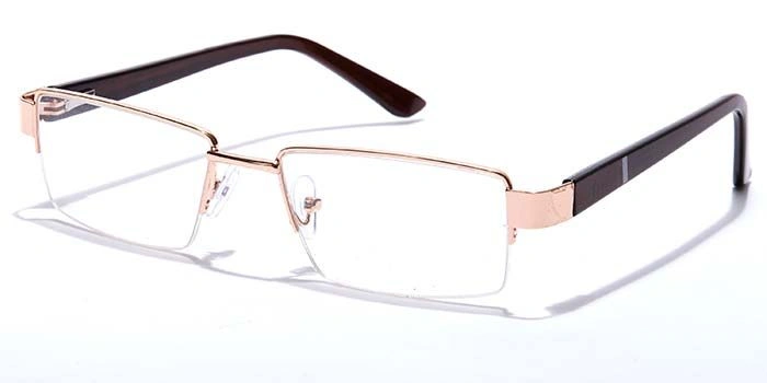 GRAVIATE by Coolwinks E25A7041 Glossy Gold Half Frame Rectangle Eyeglasses for Men and Women-GOLD-1