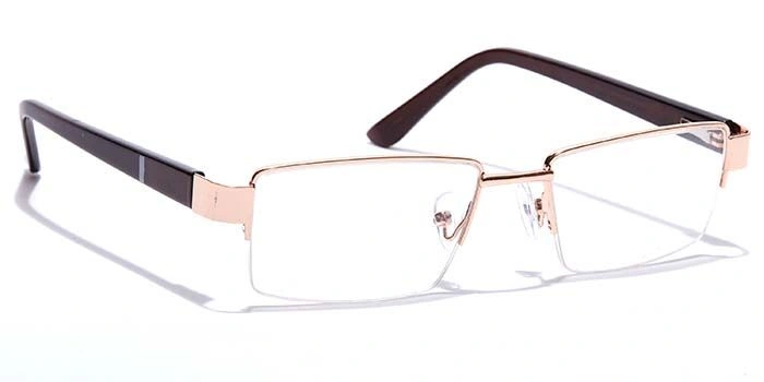 GRAVIATE by Coolwinks E25A7041 Glossy Gold Half Frame Rectangle Eyeglasses for Men and Women-GOLD-2