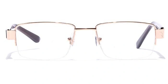 GRAVIATE by Coolwinks E25A7051 Glossy Gold Half Frame Rectangle Eyeglasses for Men and Women-