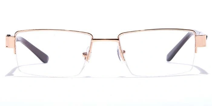 GRAVIATE by Coolwinks E25A7104 Glossy Gold Half Frame Rectangle Eyeglasses for Men and Women-