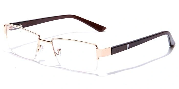 GRAVIATE by Coolwinks E25A7104 Glossy Gold Half Frame Rectangle Eyeglasses for Men and Women-GOLD-1