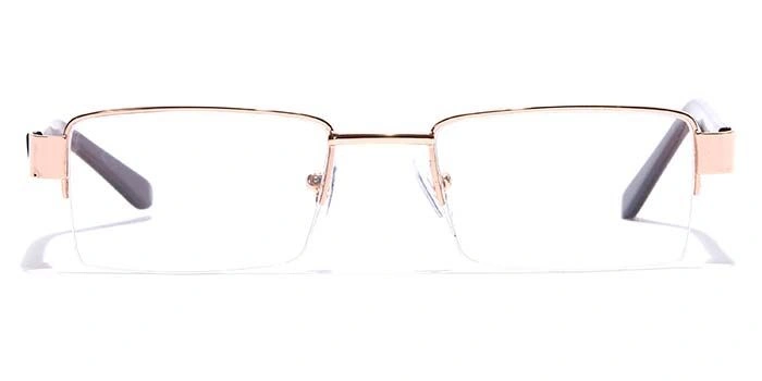 GRAVIATE by Coolwinks E25A7107 Glossy Gold Half Frame Rectangle Eyeglasses for Men and Women-