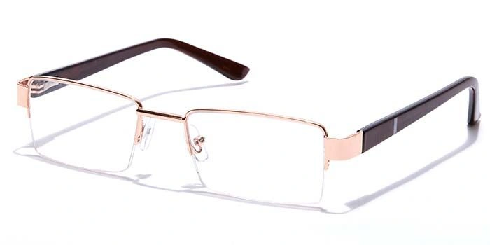 GRAVIATE by Coolwinks E25A7107 Glossy Gold Half Frame Rectangle Eyeglasses for Men and Women-GOLD-1