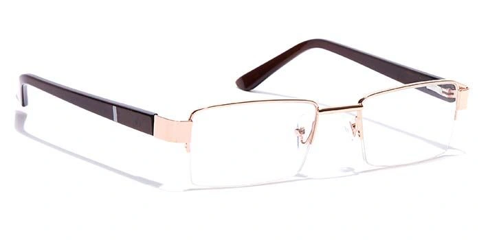 GRAVIATE by Coolwinks E25A7107 Glossy Gold Half Frame Rectangle Eyeglasses for Men and Women-GOLD-2