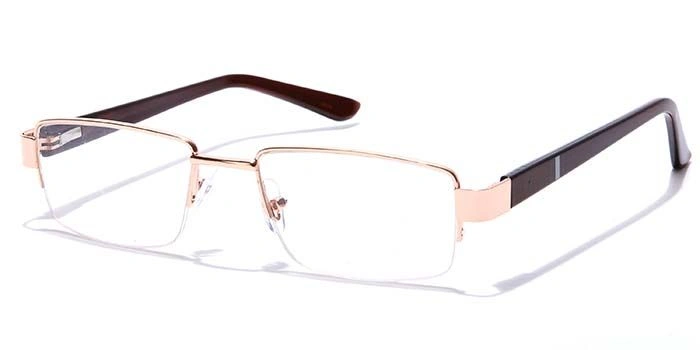 GRAVIATE by Coolwinks E25A7110 Glossy Gold Half Frame Rectangle Eyeglasses for Men and Women-GOLD-1