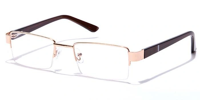 GRAVIATE by Coolwinks E25A7111 Glossy Gold Half Frame Rectangle Eyeglasses for Men and Women-GOLD-1