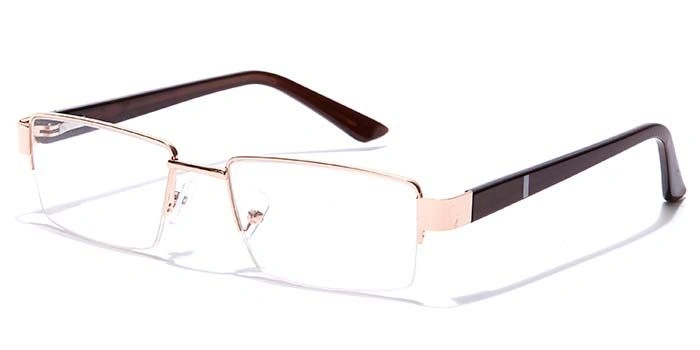 GRAVIATE by Coolwinks E25A7113 Glossy Gold Half Frame Rectangle Eyeglasses for Men and Women-GOLD-1