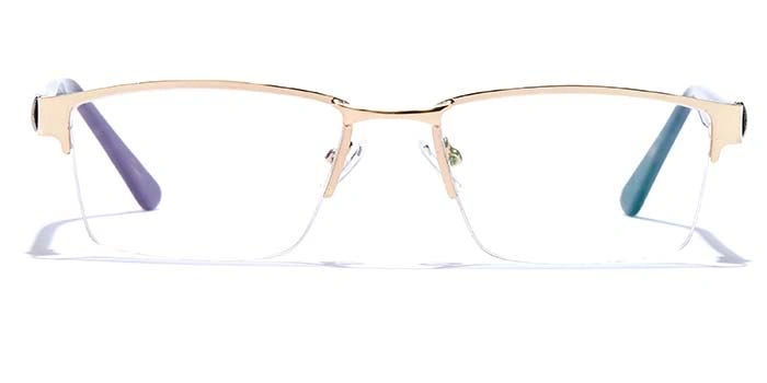 GRAVIATE by Coolwinks E25B6775 Glossy Gold Half Frame Rectangle Eyeglasses for Men and Women-