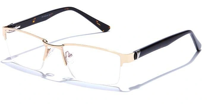 GRAVIATE by Coolwinks E25B6775 Glossy Gold Half Frame Rectangle Eyeglasses for Men and Women-GOLD-1