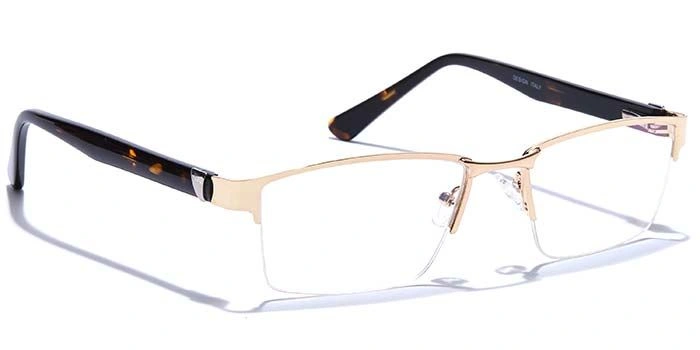 GRAVIATE by Coolwinks E25B6775 Glossy Gold Half Frame Rectangle Eyeglasses for Men and Women-GOLD-2