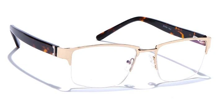 GRAVIATE by Coolwinks E25B6785 Glossy Gold Half Frame Rectangle Eyeglasses for Men and Women-GOLD-2