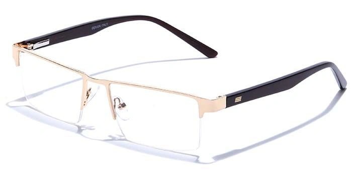 GRAVIATE by Coolwinks E25B6869 Glossy Gold Half Frame Rectangle Eyeglasses for Men and Women-GOLD-1