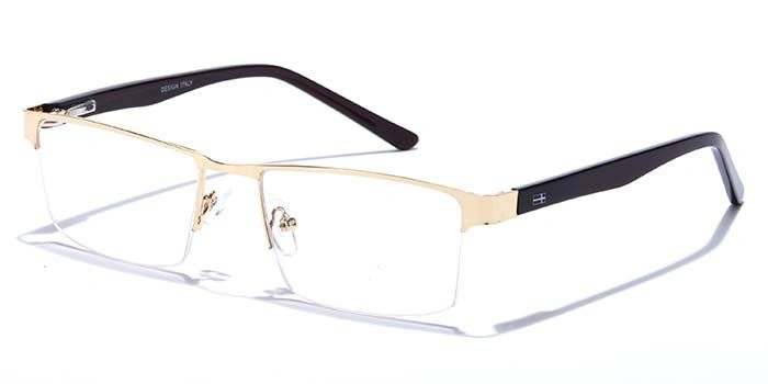 GRAVIATE by Coolwinks E25B6901 Glossy Gold Half Frame Rectangle Eyeglasses for Men and Women-GOLD-1