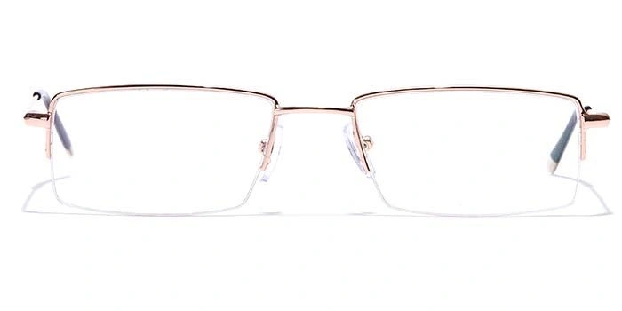 GRAVIATE by Coolwinks E25B7034 Glossy Gold Half Frame Rectangle Eyeglasses for Men and Women-