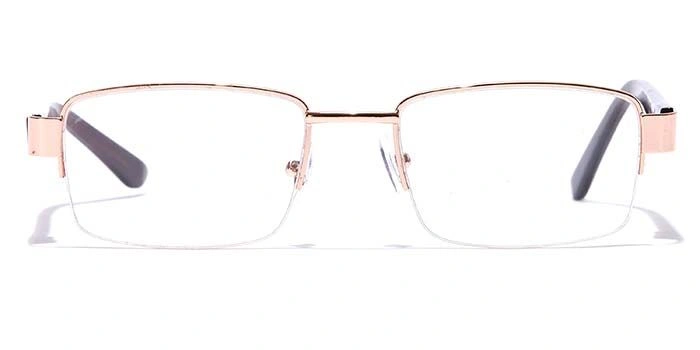 GRAVIATE by Coolwinks E25B7043 Glossy Gold Half Frame Rectangle Eyeglasses for Men and Women-