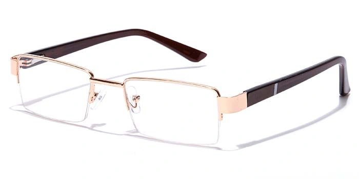 GRAVIATE by Coolwinks E25B7045 Glossy Gold Half Frame Rectangle Eyeglasses for Men and Women-GOLD-1